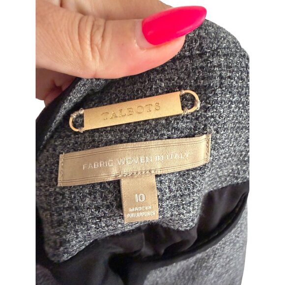 TALBOTS Gray Black Italian Wool Blend Blazer Jacket Size 10 - Picture 6 of 7